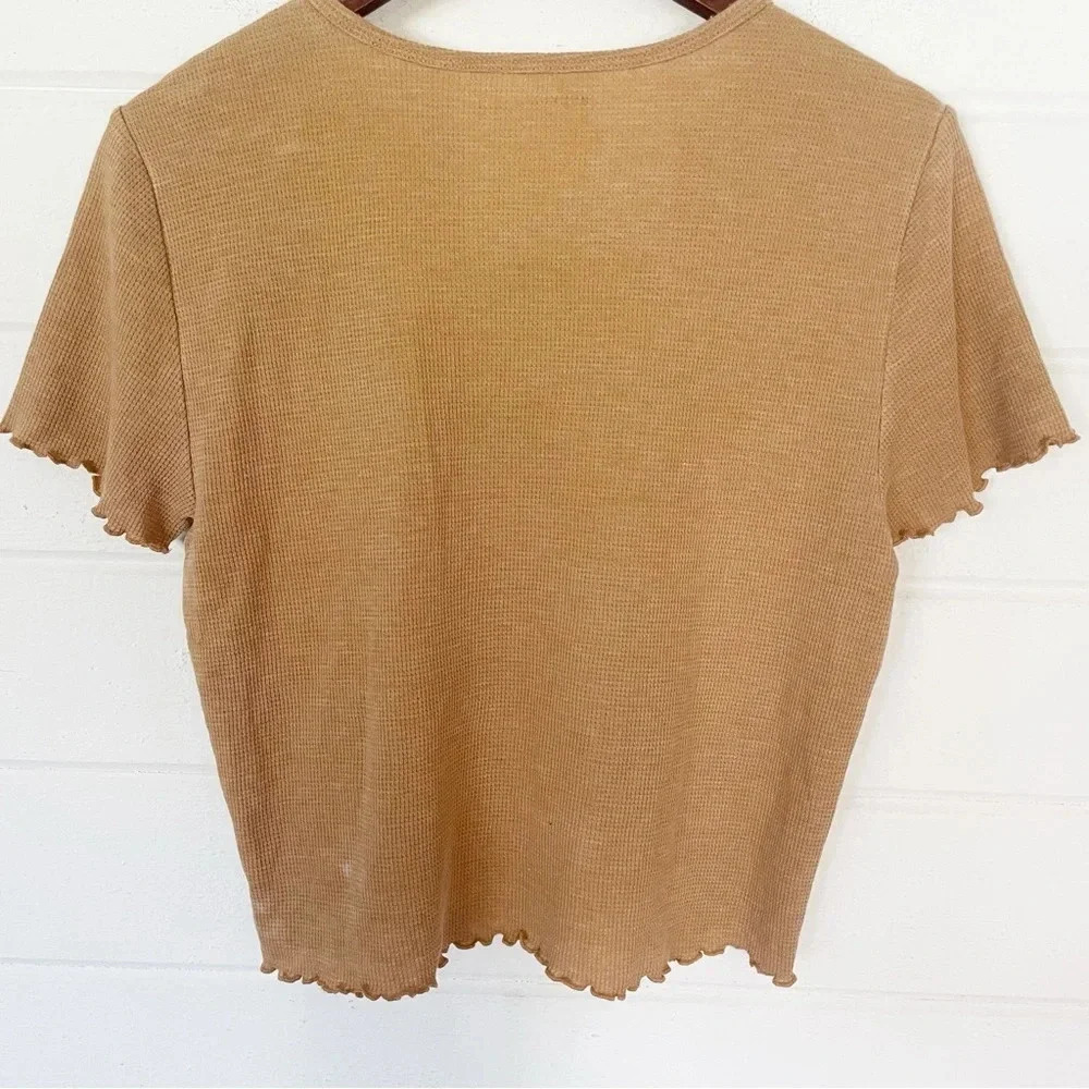 American Eagle Women’s Brown Crop Baby Tee Scalloped Hem Size XL - Picture 7 of 9